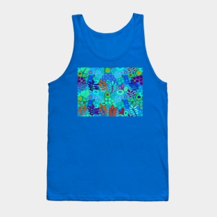 Southwest Sunny Garden Flowers - Turquoise Tank Top